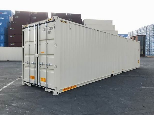 A 40ft new "one-trip" shipping container.
